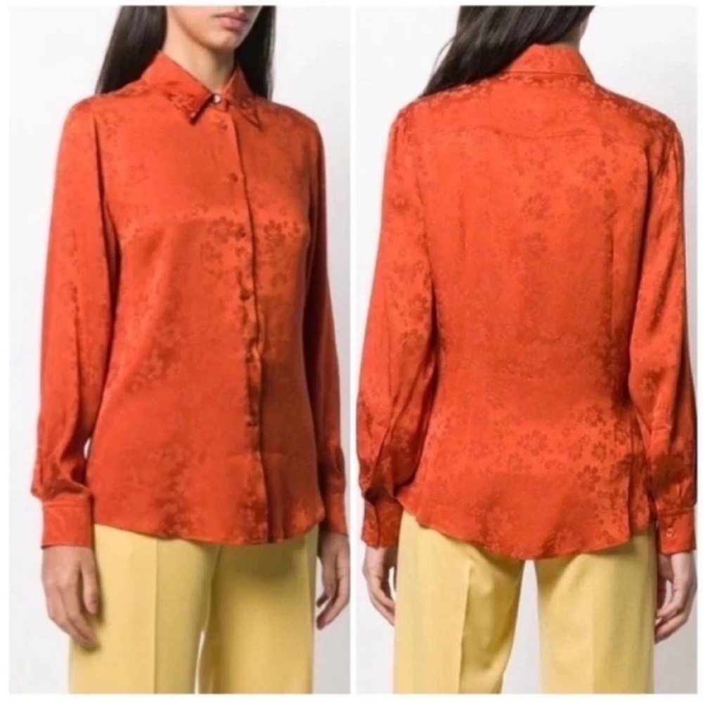 Alexa Chung Floral Jacquard Silk Blend Satin Blouse